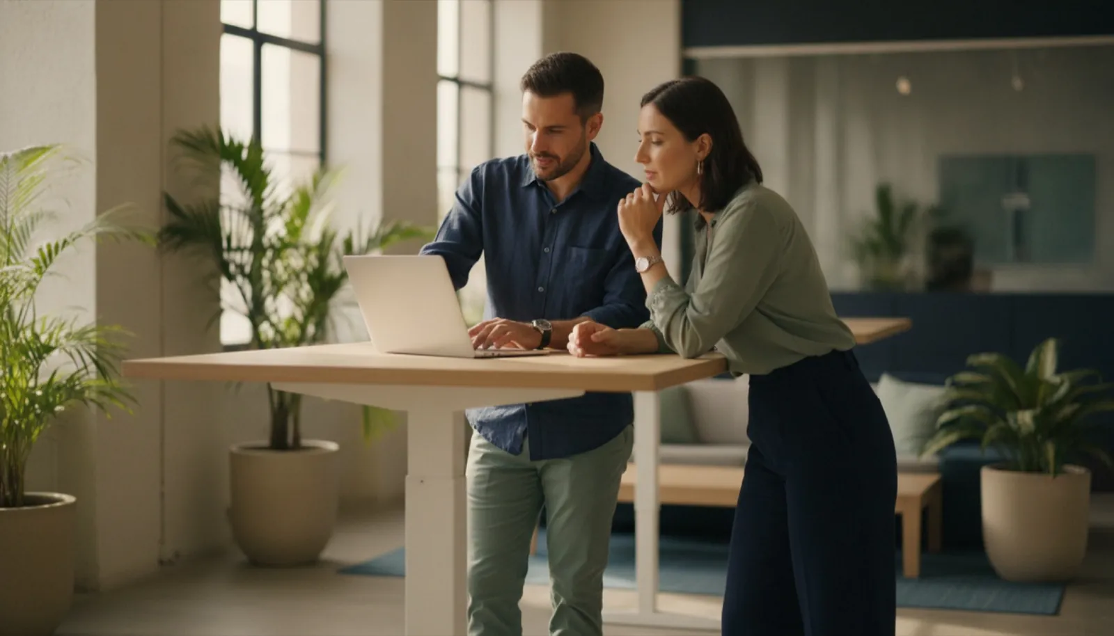 Staff at a nonprofit working through system configuration and reporting requirements at a shared desk.